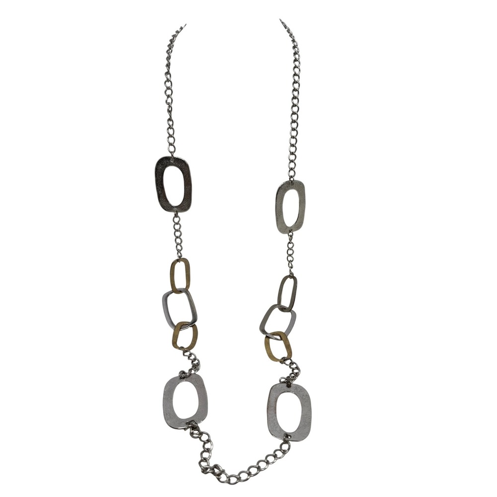 Chic Geometric Link Long Necklace‎ Silver Tone Gold Tone Mixed Metal Retro Y2K